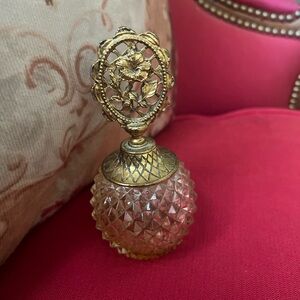 Vintage Gold and Pink Decorative Perfume Bottle
